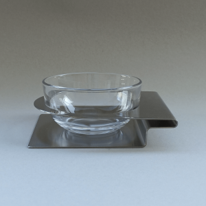 Coupelle en cristal sur support en acier inoxydable Broggi