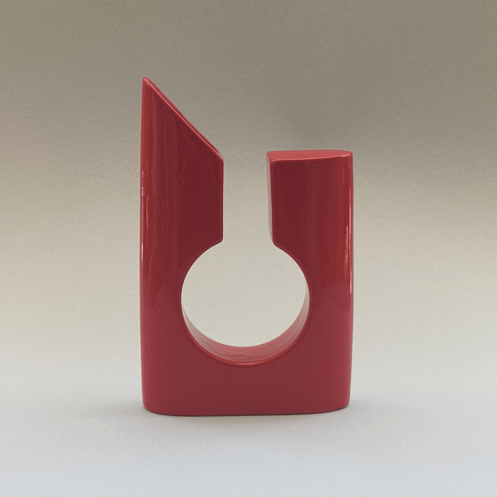 Vase en céramique rouge design géométrique des années 70/80