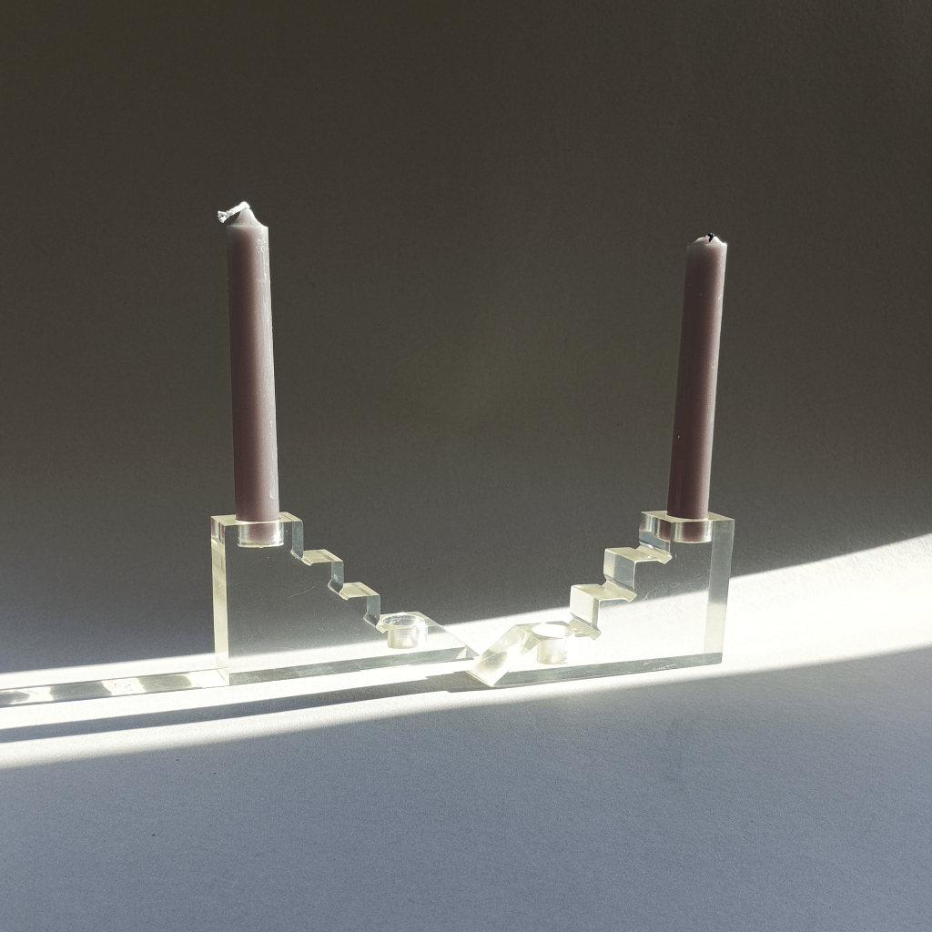 Paire de bougeoirs / Serre-livres design moderniste